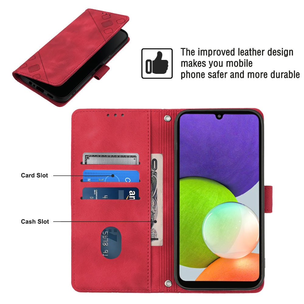 PT005 YB Imprinting Series-6 Leather Case for Samsung Galaxy A22 4G (EU Version) / M32 (Global Version) 4G / F22 / M22 Flip Stand Wallet Cover PT005 YB Imprinting Series-6 Leather Case for Samsung Galaxy A22 4G (EU Version) / M32 (Global Version) 4G / F22 / M22 Flip Stand Wallet Cover